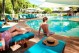 Lounging by the island pool
