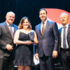 Sarah awarded for her contribution to tourism ATEC2017-Sarah Dudek with her award. L-R Qantas WA Regional Manager, Julian Barry, Sarah Dudek, Minister for Trade, Tourism and Investment, Steven Ciobo, ATEC Chairman, Denis Pierce