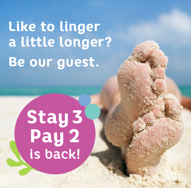 Like to linger a little longer? Be our guest. Stay 3 Pay 2 is back!